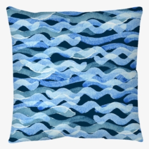 Abstract Watercolor Blue Wave Pattern Throw Pillow - Watercolor Painting