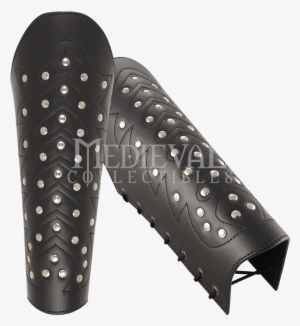 Chevron Flame Leather Greaves - Leather