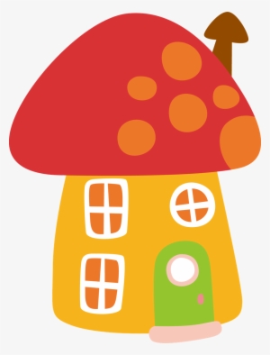 Gnome Clipart Red Mushroom - Cute Fairytail Mushroom Houses Sun Cloud Transparent