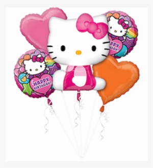 Hello Kitty Birthday Rainbow Balloon Bouquet - Hello Kitty Balloons
