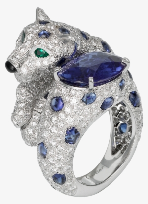 Panthère De Cartier High Jewellery Ringplatinum, Sapphires, - Panthere By Cartier Ring Emerald