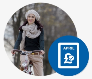 Woman On Bike With 'clearing Your Balance' Icon - Cycling