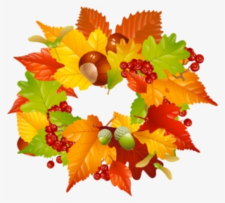 Thanksgiving Leaves And Acorns Clipart - Fall Leaf Wreath Clipart