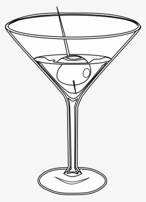 Food Martini Martini Black White Line Art Scalable - Cocktail Glass Png White