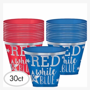 Red, White, And Blue Plastic Tumblers, 9oz - Amscan Metallic Patriotic Red White & Blue Plastic