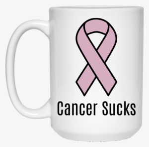Cancer Sucks Lavender Ribbon Cancer Awareness 15 Oz - Uterine Cancer Ribbon Png