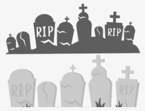 Graveyard Clipart Gravestone - Black Halloween Tombstone Clipart