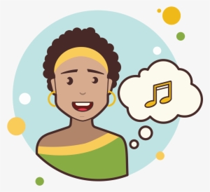 Short Curly Hair Girl Musical Notes Icon - Icon