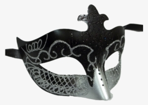Black Silver Scroll Venetian Mask Masquerade Costume - Mask