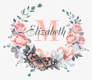 Peach Floral Wreath Monogram Tile Coaster - Vector Wedding Transparent Png