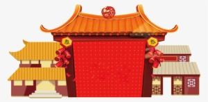 Chinese Style Spring Festival Gate Png - Chinese New Year