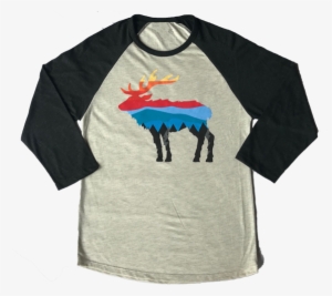 Multi Color Mountain Range Elk 3/4 Baseball Sleeve - Mantis Herren T-shirt Superstar Baseball T