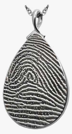 Silver Flat Teardrop Full-coverage Fingerprint Jewelry - Fingerprint Teardrop Stainless Cremation Pendant Necklace