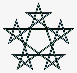 Pentagrams Interlaced Pattern - 5 Pentagrams