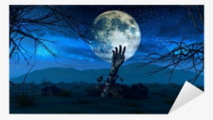 Halloween Background With Zombie Hand Sticker • Pixers® - Moon
