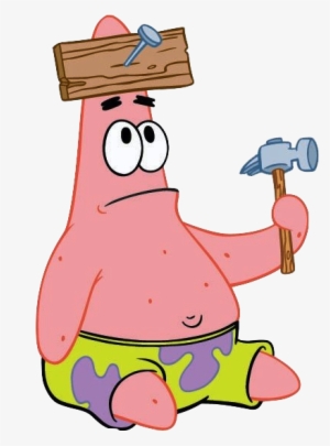 Without Copyrighted Images Copy W/o Squidward Glog - Patrick Star Plank On Head