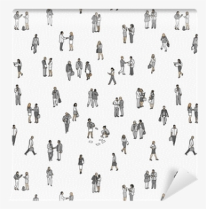 Seamless Pattern Of Tiny Business People - Business