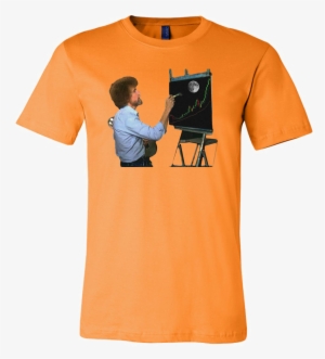 Bob Ross Crypto Night Painting T-shirt - Orange T Shirt Mock Up