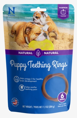 N-bone Puppy Teething Rings Pumpkin Flavor Dog Treats - N-bone Puppy Teething Ring Chicken Dog Treat 3 Pack