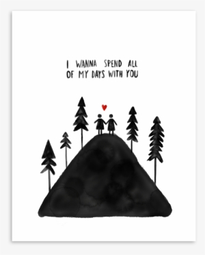 Spend All Of My Days Art Print Watercolor Same Sex - Christmas Tree
