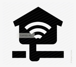 Vector Icon Of House With Wi-fi Signal Sign Inside - Connected Home Icon White
