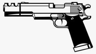 Hunter Vector Gun Drawing Banner Royalty Free Library - Gun Clipart Black And White