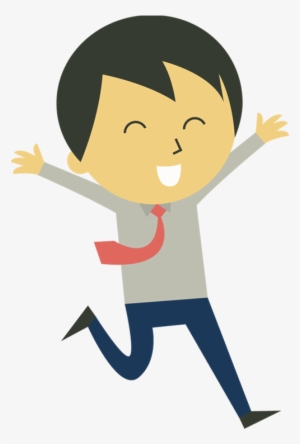 Cartoon Happy Businessman Running With Hands Raised - Happy Person Cartoon Png