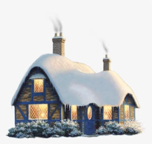 Transparent Snowy Winter House Png - Cottage In Snow Drawing