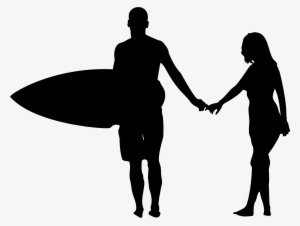 Vector Transparent Library Surfer Couple Silhouette - Surfing Silhouette Png