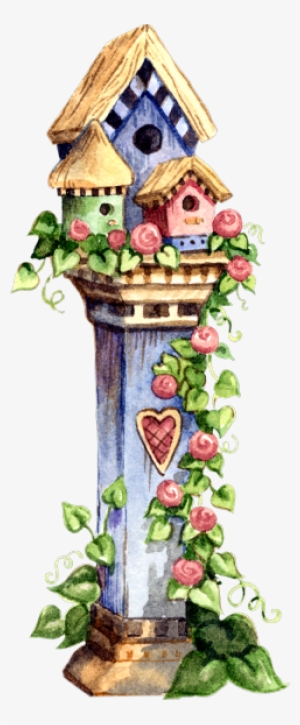Freetoedit Ftestickers Scbirdhouse Watercolor Birdhouse - Fairy Tale