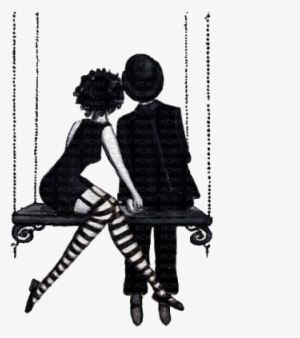 Couple Silhouette Swing - Drawing