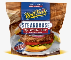 Ball Park Fully Cooked Frozen Steakhouse Burger Patties - Ball Park Meatballs, Flame Grilled, Beef & Bacon