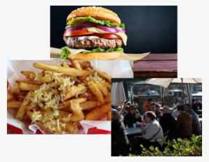 Burger, French Fries And Restaurant Outdoor Seating - Restaurant
