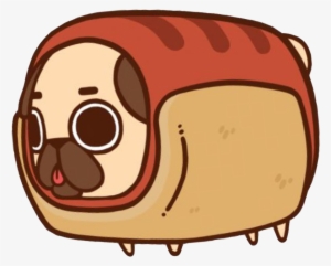 Cute Kawaii Dog Pug Hotdog Animal Nature Food Yummy - Pug Hot Dog Cartoon