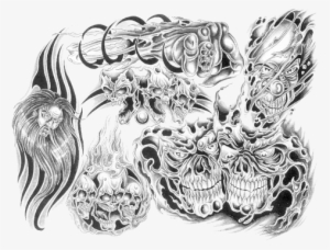 Transparent Tattoo Designs - Tattoo Design Skulls Flames