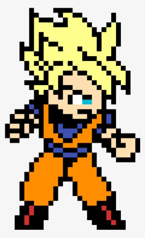 8-bit Super Saiyan Goku - Pixel Art Goku Cuadriculado
