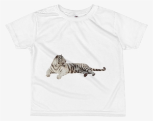 White Tiger Print All Over Kids Sublimation T Shirt - Siberian Tiger
