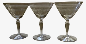 Vintage Etched Draped Swags Champagne Wine Or Sherbet - Wine