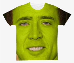 Nicolas Cage As Shrek ﻿classic Sublimation Adult T-shirt - Nicolas Cage