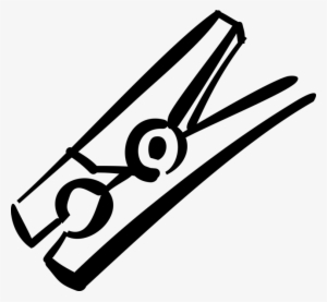 Vector Illustration Of Clothespin Or Clothes-peg Fastener - Clothespin Clipart Black And White