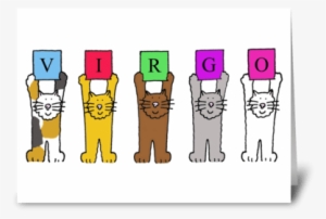 Virgo Cartoon Cats Greeting Card - Gay Male Wedding, Civil Union Or Marriage. Card