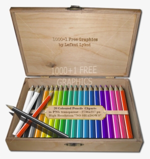 20 Coloured Pencils ,cliparts - Box