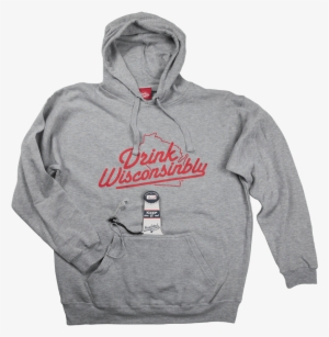 Drink Wisconsinbly Grey And Red Bottle Pouch Hoodie