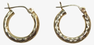 Pretty 14k Gold Diamond Cut Small Hoop Earrings From - Earrings