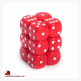 Opaque 16mm D6 Red/white Dice Set - Red