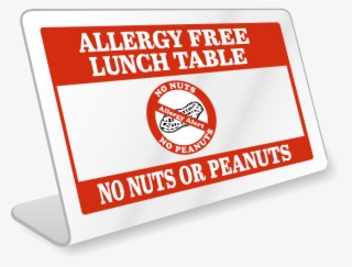Allergy Free Lunch Table No Nuts Peanuts Desk Sign - Allergy Free Table