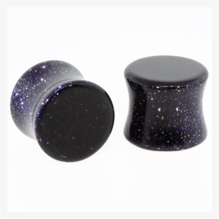 Freshtrends Blue Goldstone Double Flare Stone Plug - Dark Purple Sparkly Stone