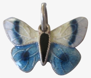 Lovely Sterling Enamel Two Sided Butterfly Charm - Common Blue