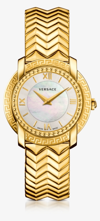 Dv25 Round Gold Womens Watch W/mother Of Pearl Dial - Versace Vam050016 Women's Dv25