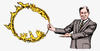 Vector Illustration Of Businessman Holding Hoop Of - Jumping Through Hoops Of Fire